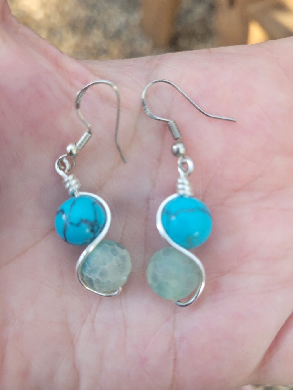 Blue Water Inspired handcrafted Braclet And Earring Set Summer Jewerly - Picture 3 of 8